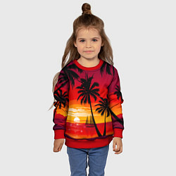 Свитшот детский Гавайский закат, цвет: 3D-красный — фото 2