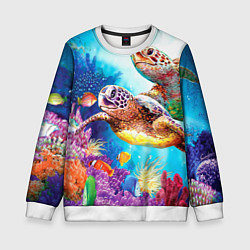 Свитшот детский Морские черепахи, цвет: 3D-белый
