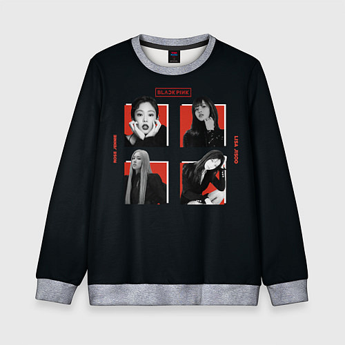 Детский свитшот BLACKPINK Red and black / 3D-Меланж – фото 1