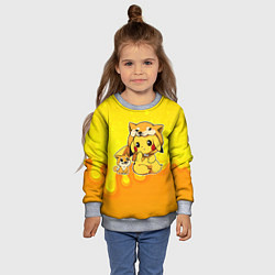 Свитшот детский Пикачу и корги, цвет: 3D-меланж — фото 2