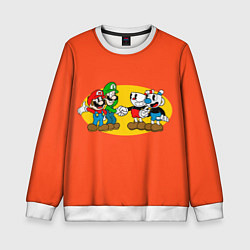Свитшот детский CupHead x Mario, цвет: 3D-белый