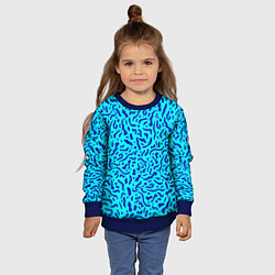 Свитшот детский Неоновые синие узоры, цвет: 3D-синий — фото 2