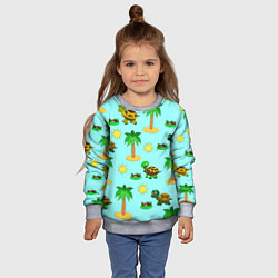 Свитшот детский Черепашки и пальмы, цвет: 3D-меланж — фото 2