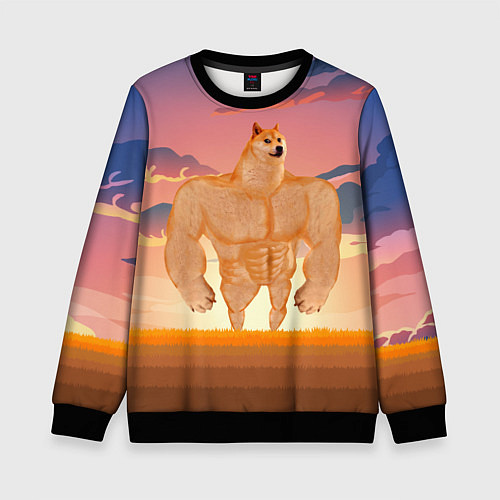 Детский свитшот Мем собака качок DOGE / 3D-Черный – фото 1