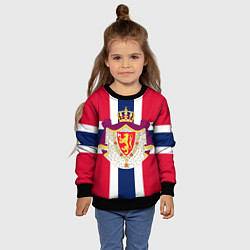 Свитшот детский Норвегия Флаг и герб Норвегии, цвет: 3D-черный — фото 2