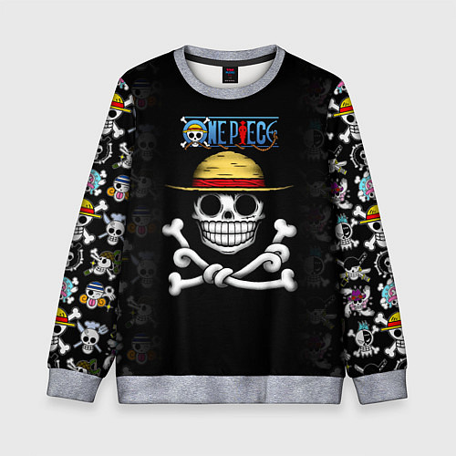 Детский свитшот Пираты Соломенной Шляпы One Piece / 3D-Меланж – фото 1