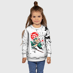 Свитшот детский Ророноа Зоро пират Соломенной Шляпы, цвет: 3D-белый — фото 2