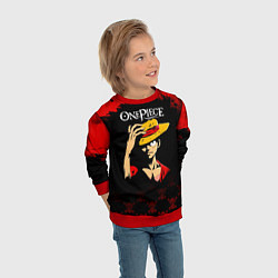Свитшот детский Луффи One Piece Большой куш, цвет: 3D-красный — фото 2