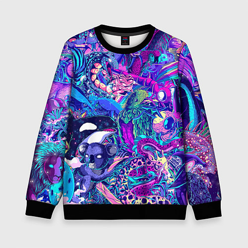 Детский свитшот Неоновые Звери / 3D-Черный – фото 1