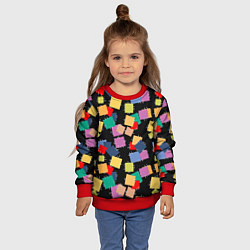 Свитшот детский Заплатки на черном фоне, цвет: 3D-красный — фото 2