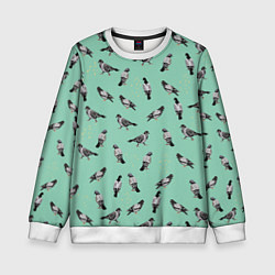 Детский свитшот Голуби на зеленом