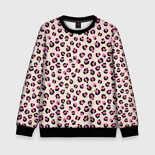 Детский свитшот Леопардовый принт розовый / 3D-Черный – фото 1