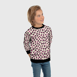 Свитшот детский Леопардовый принт розовый, цвет: 3D-черный — фото 2