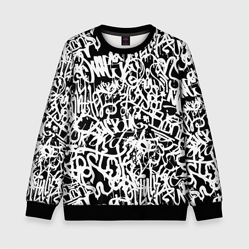Детский свитшот Graffiti white on black / 3D-Черный – фото 1