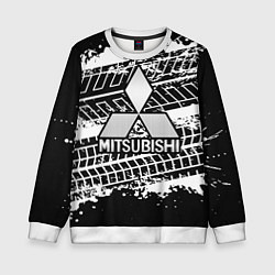 Свитшот детский MITSUBISHI СЛЕДЫ ШИН, цвет: 3D-белый
