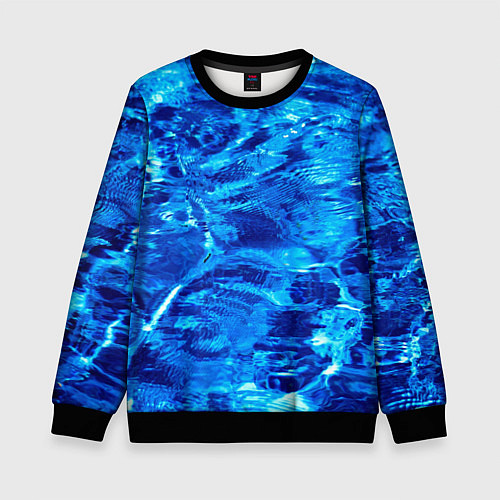 Детский свитшот Голубая Вода Текстура / 3D-Черный – фото 1