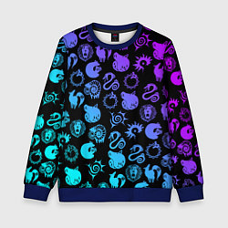 Детский свитшот 7 СМЕРТНЫХ ГРЕХОВ НЕОН ЭМБЛЕМЫ