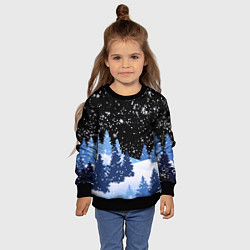Свитшот детский Снежная ночь в зимнем лесу, цвет: 3D-черный — фото 2