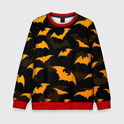 Свитшот детский ЛЕТУЧИЕ МЫШИ НОЧЬ ХЕЛЛОУИН HALLOWEEN NIGHT BATS, цвет: 3D-красный