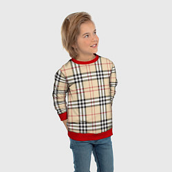 Свитшот детский Клетчатый принт в стиле Burberry, цвет: 3D-красный — фото 2