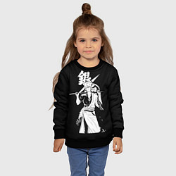 Свитшот детский Гинтоки Саката держит меч Гинтама, цвет: 3D-черный — фото 2
