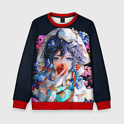 Свитшот детский Venti gi ест яблоко Genshin impact Геншин Импакт, цвет: 3D-красный