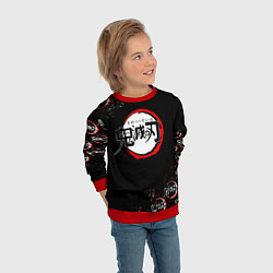 Свитшот детский КЛИНОК РАССЕКАЮЩИЙ ДЕМОНОВ БРЫЗГИ КРАСОК, цвет: 3D-красный — фото 2