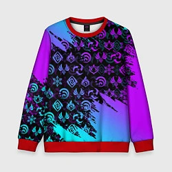 Детский свитшот GENSHIN NEON PATTERN SYMBOL НЕОН ЭМБЛЕМЫ