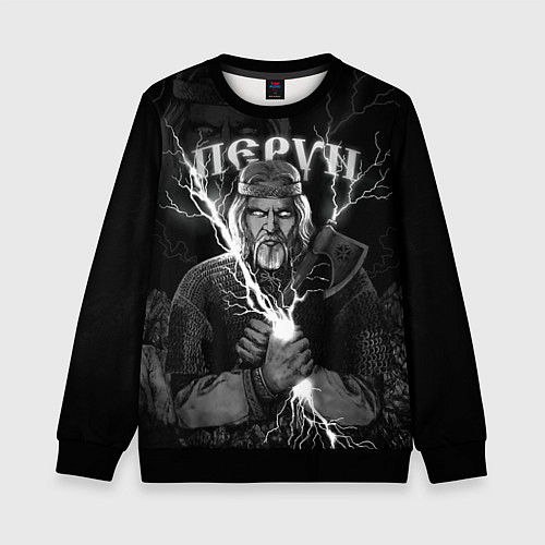 Детский свитшот Перун Славянский бог / 3D-Черный – фото 1