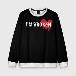 Свитшот детский Im broken с разбитым сердцем, цвет: 3D-белый