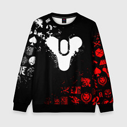 Свитшот детский DESTINY 2 RED & WHITE PATTERN LOGO, цвет: 3D-черный