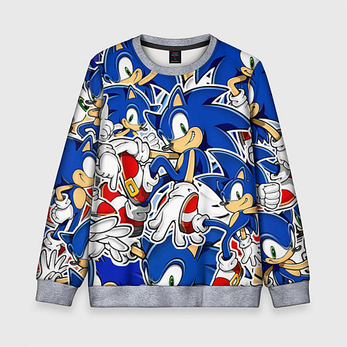 Детский свитшот SONIC ПАТТЕРН СОНИК / 3D-Меланж – фото 1