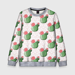Свитшот детский Паттерн из кактусов, цвет: 3D-меланж