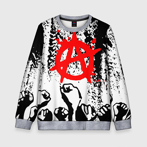 Детский свитшот АНАРХИЯ РЕВОЛЮЦИЯ, / 3D-Меланж – фото 1