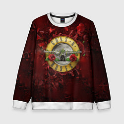 Свитшот детский Лого GNR в розах, цвет: 3D-белый