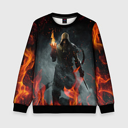 Свитшот детский TES SKYRIM DOVAHKIN FLAME ДРАКОНОРОЖДЕННЫЙ, цвет: 3D-черный