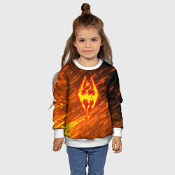 Свитшот детский СКАЙРИМ ОГЕННЫЙ ДРАКОН ЛОГО TES, цвет: 3D-белый — фото 2