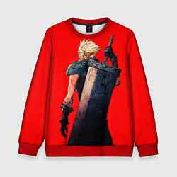 Свитшот детский Клауд С мечом final fantasy, цвет: 3D-красный