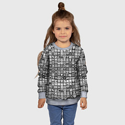 Свитшот детский Geometry Dash: BW Pattern, цвет: 3D-меланж — фото 2