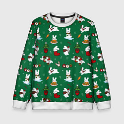 Детский свитшот Новогодний паттерн с зайчиками