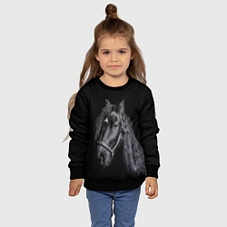 Свитшот детский Лошадь на черном фоне, цвет: 3D-черный — фото 2