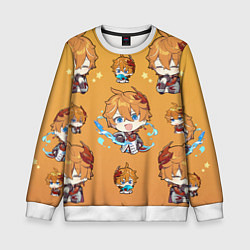 Свитшот детский Chibi Tartaglia, цвет: 3D-белый