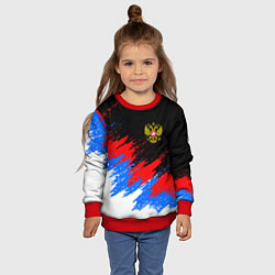 Свитшот детский РОССИЯ, БРЫЗГИ КРАСОК, ТРИКОЛОР, цвет: 3D-красный — фото 2