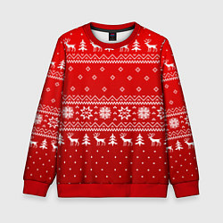 Детский свитшот Красный узор с оленями