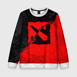 Свитшот детский DOTA 2 RED BLACK LOGO, БРЫЗГИ КРАСОК, цвет: 3D-белый