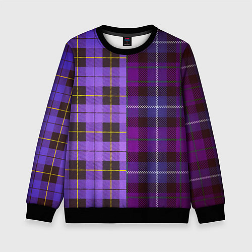 Детский свитшот Purple Checkered / 3D-Черный – фото 1