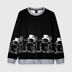 Детский свитшот Снеговик на черном фоне