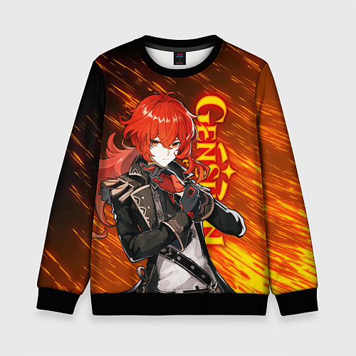 Детский свитшот GENSHIN IMPACT, ДИЛЮК DILUC / 3D-Черный – фото 1