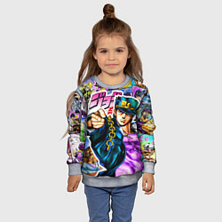 Свитшот детский Джотаро - JoJos Bizarre Adventure, цвет: 3D-меланж — фото 2