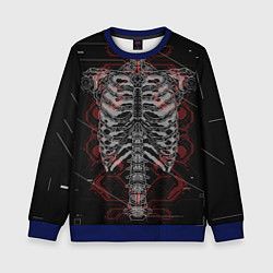 Свитшот детский Биомеханический скелет cyberpunk, цвет: 3D-синий